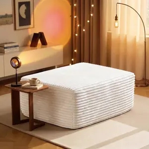 【Memorial Day Gift】NMXVXMN 35.4"Plush Corduroy Cloud Velvet Boneless Ottoman for Sofa Couch, Ottoman Foot Rest, End of Bed Bench, No Assembly Required tool-free for Living Room, Bedroom, Entryway