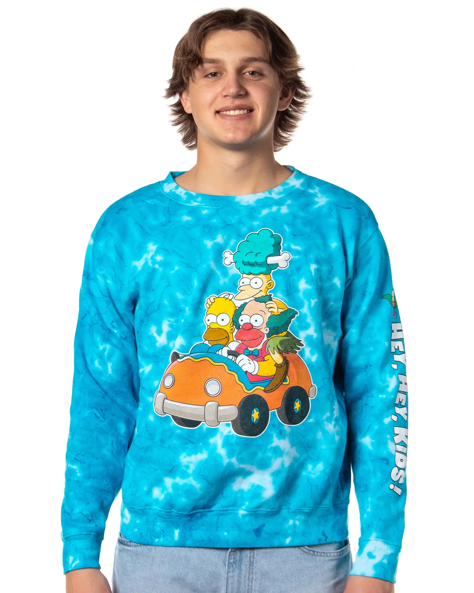 The Simpsons Men's Homer Krusty Sideshow Bob Tie Dye Pullover Sweatshirt