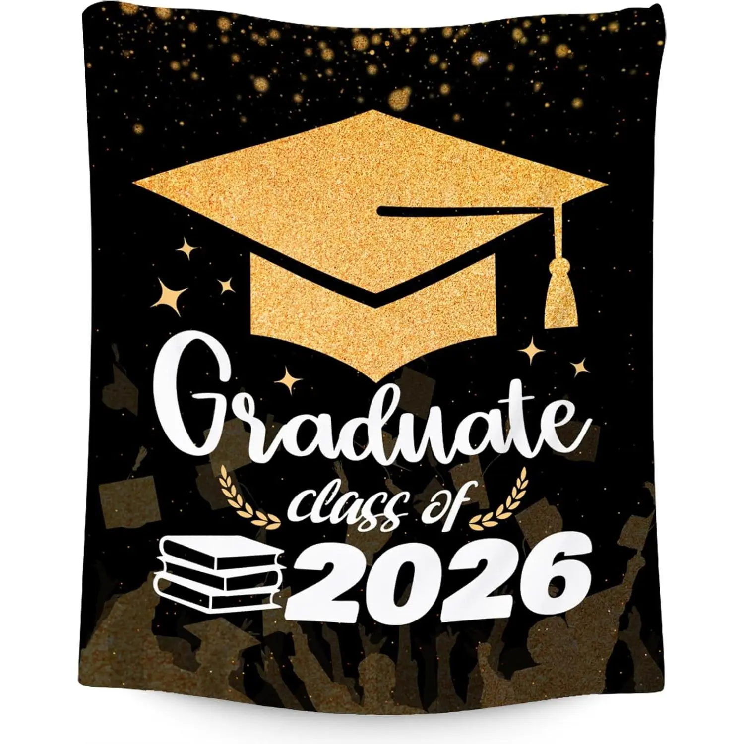 Black Soft Lightweight Graduation-Themed Custom Graphic Blanket, 40x50in Soft Decorative Gift for High School Class of 2026 Graduates - Click "Shop Chat" to Send Name, Custom Graphic Blankets, Soft Decorative Blankets