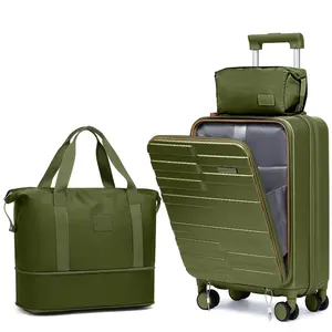 Joyway 3-Piece Front Opening Cover Carry-on Luggage Side Hooks TSA Lock Spinner Wheels YKK Zippers