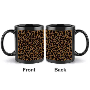Glitter Leopard Print Black Ceramic Coffee Mug, 11oz Double-Sided Printed Cup with Animal Pattern, Trendy Fashion Gift for Women, Fashionistas, Animal Print Lovers, Birthday & Christmas Present