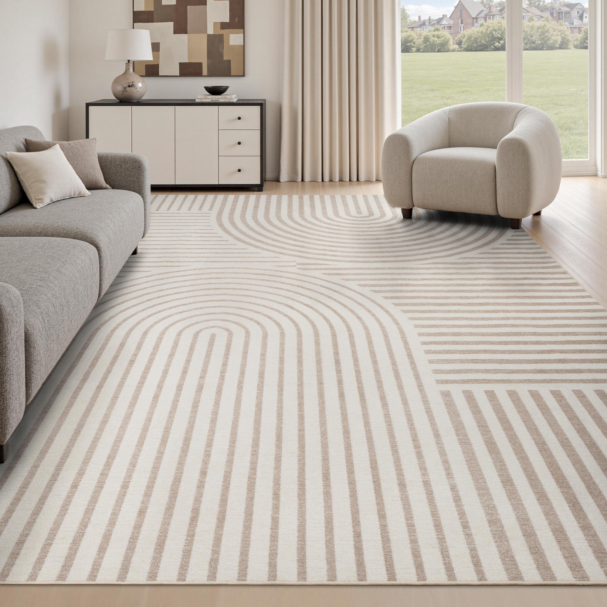 [Deals For You Days] MontVoo Jacquard Textured Area Rug, Bohemian Area Rug, Modern Neutral Graphic, Machine Washable, Non-Slip & Easy-to-Care, Living Room, Kitchen, Bedroom & Corridor, Home Decor summerwins
