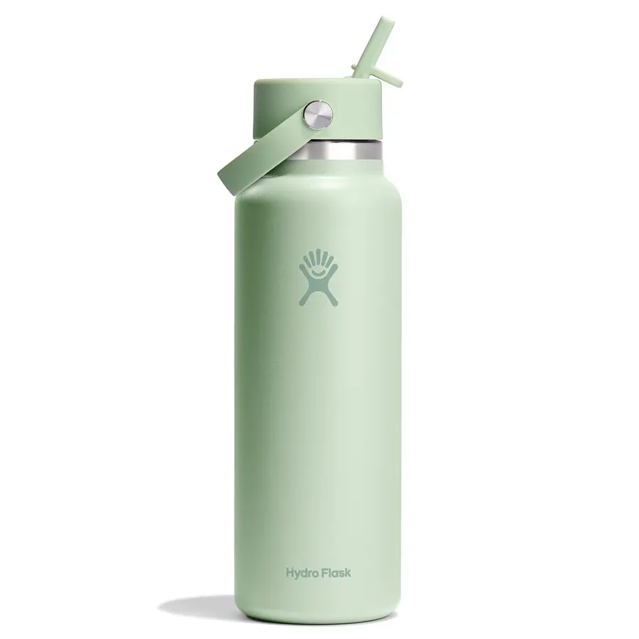 Hydro Flask 40oz Wide Mouth Insulated Double-Wall Refillable Water Bottle with Flex Straw Lid, Leakproof, Portable, Dishwasher-Safe, Tasteless Insulator for Ice Cubes, Refillable Insulator Bottle Water Container, Bottle Water Bottles