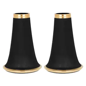 Black Clarinet Mouthpiece with Gold-plated Rim, 2 Counts Durable Clarinet Mouthpiece, Wind Instrument Accessories for Bb Clarinet