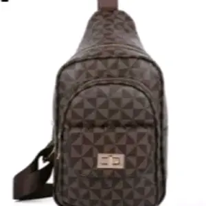 Geometric Pattern Sling Bag - Brown Crossbody Bag for Men & Women - Stylish & Durable Design - Perfect for Everyday Use