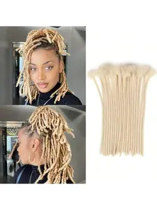 10 Strands 613 Blonde Real Human Hair Dreadlock Extensions - 0.6cm Thick, Handmade Permanent Locs for Men & Women, Afro Curly/Kinky Style, Can Be Dyed, Bleached, Twisted & Styled, Hairstyle Extensions | Kinky Hair Texture | Textured Hair Strands