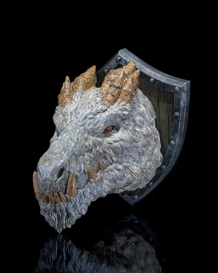 Polar Dragon Trophy – 20CM PLA Ice Dragon Wall Sculpture