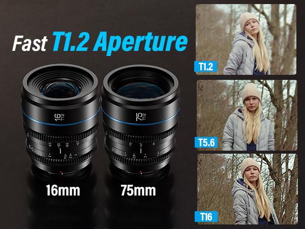 SIRUI Night Walker 16mm/24mm/35mm/55mm/75mm S35 Frame Cine Lens Series, T1.2 Large Aperture Manual Focus Lens for E/L/MFT/RF/X Mount Cameras, Black/Metal Grey