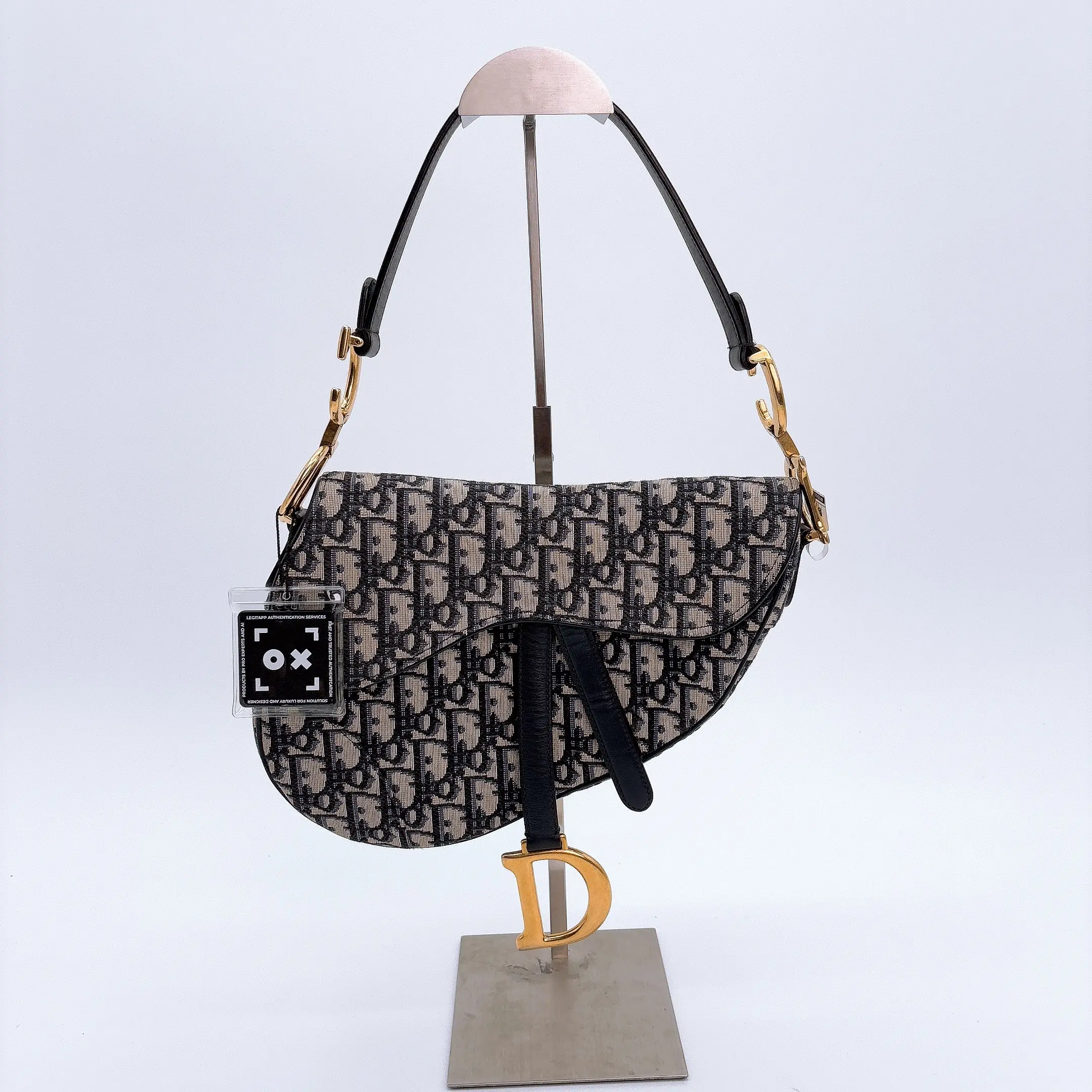 Pre-owned Dior Christian Saddle Bag in Blue Oblique Jacquard