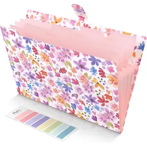 Accordion File Organizer, Floral Expanding File Folders with 5 Pockets, Cute Document Organizer for Paper Bills Receipt Storage, School Office &  Supplies Letter/A4 Size