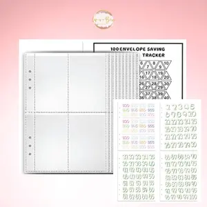Inserts for A5 - 6 Ring Binder - 100 Envelope Savings Challenge cash stuffing