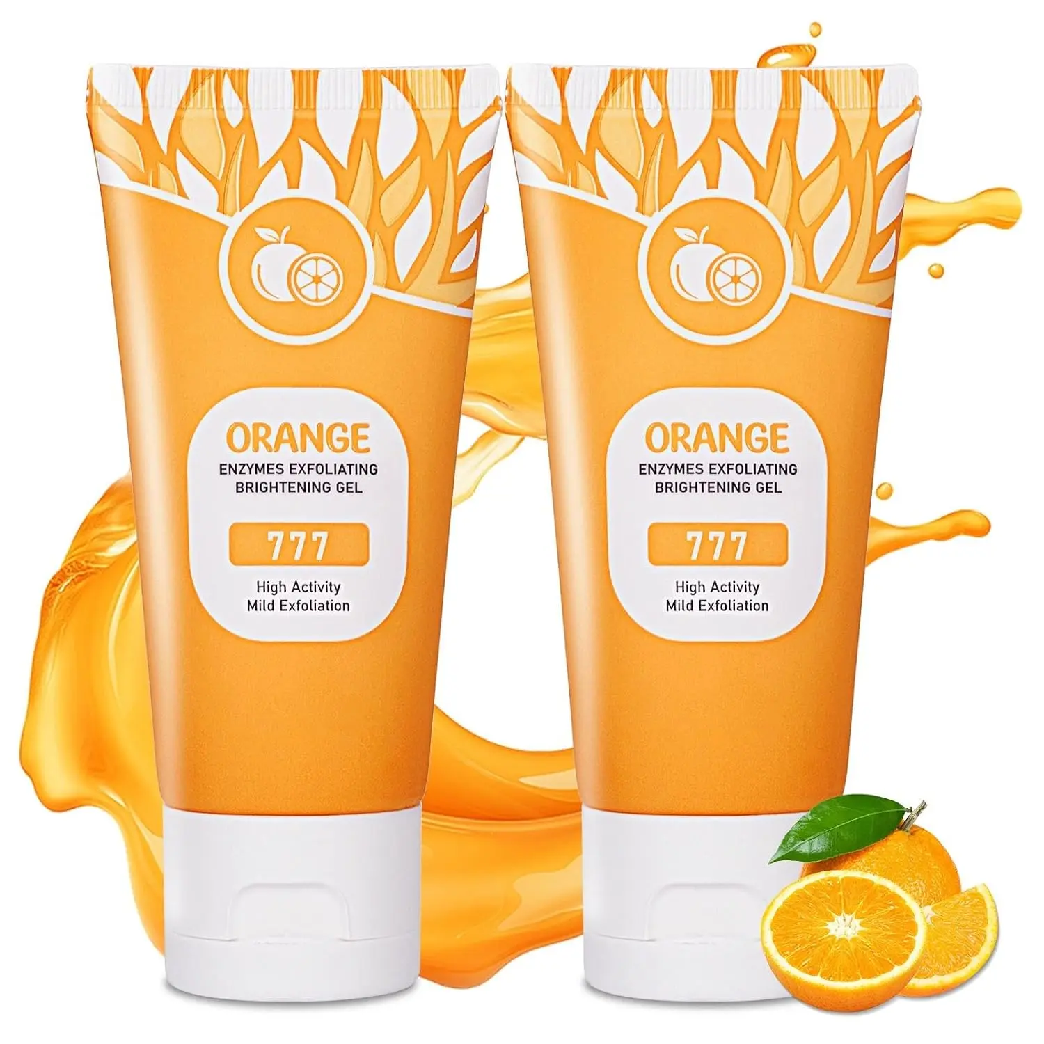 2 Pack Orange Exfoliating Gel Scrub - Natural Orange Peeling Gel for Face and Body, Deep Cleansing Face Exfoliator, Gentle Facial Scrub for All Skin Types
