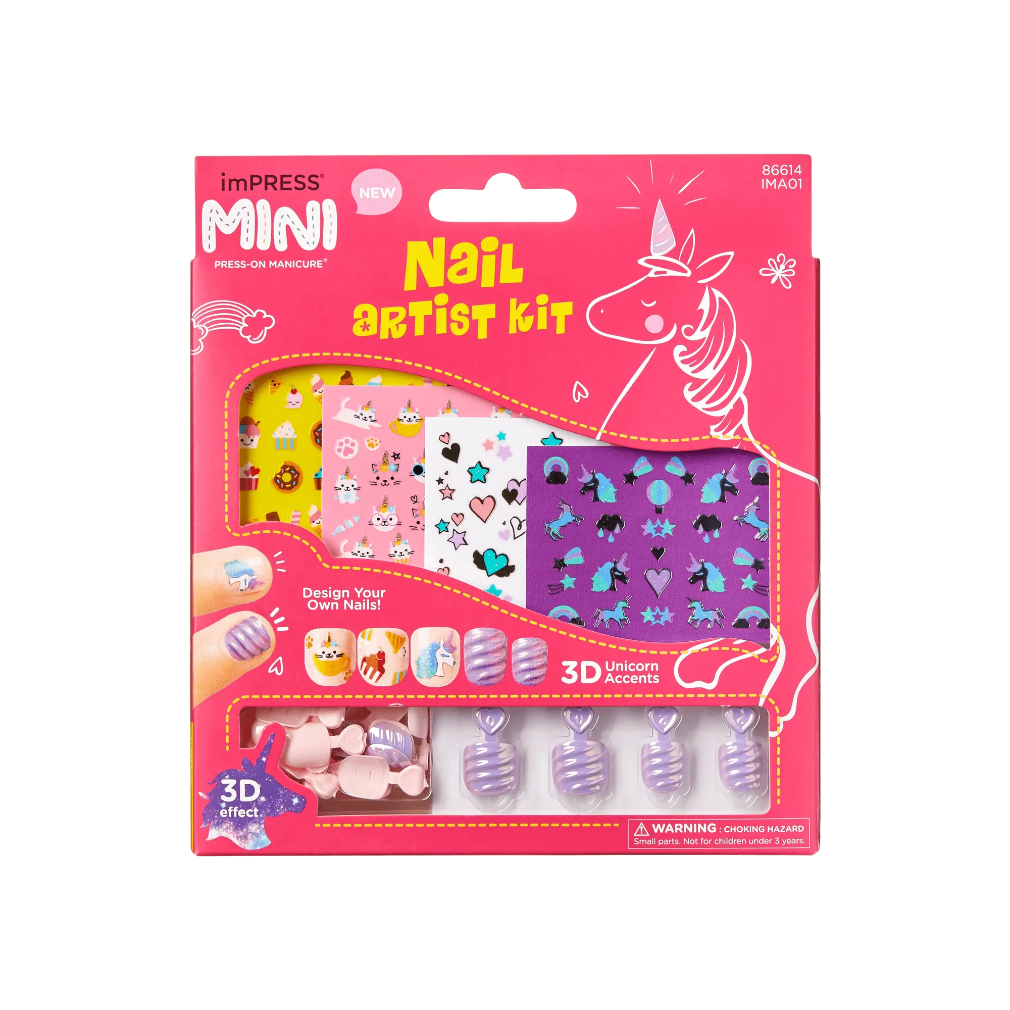 Impress Nail Art No Glue Fake Press On Nails - Nail Artist Kit | Design, Pink, Kids, Squoval, Manicure