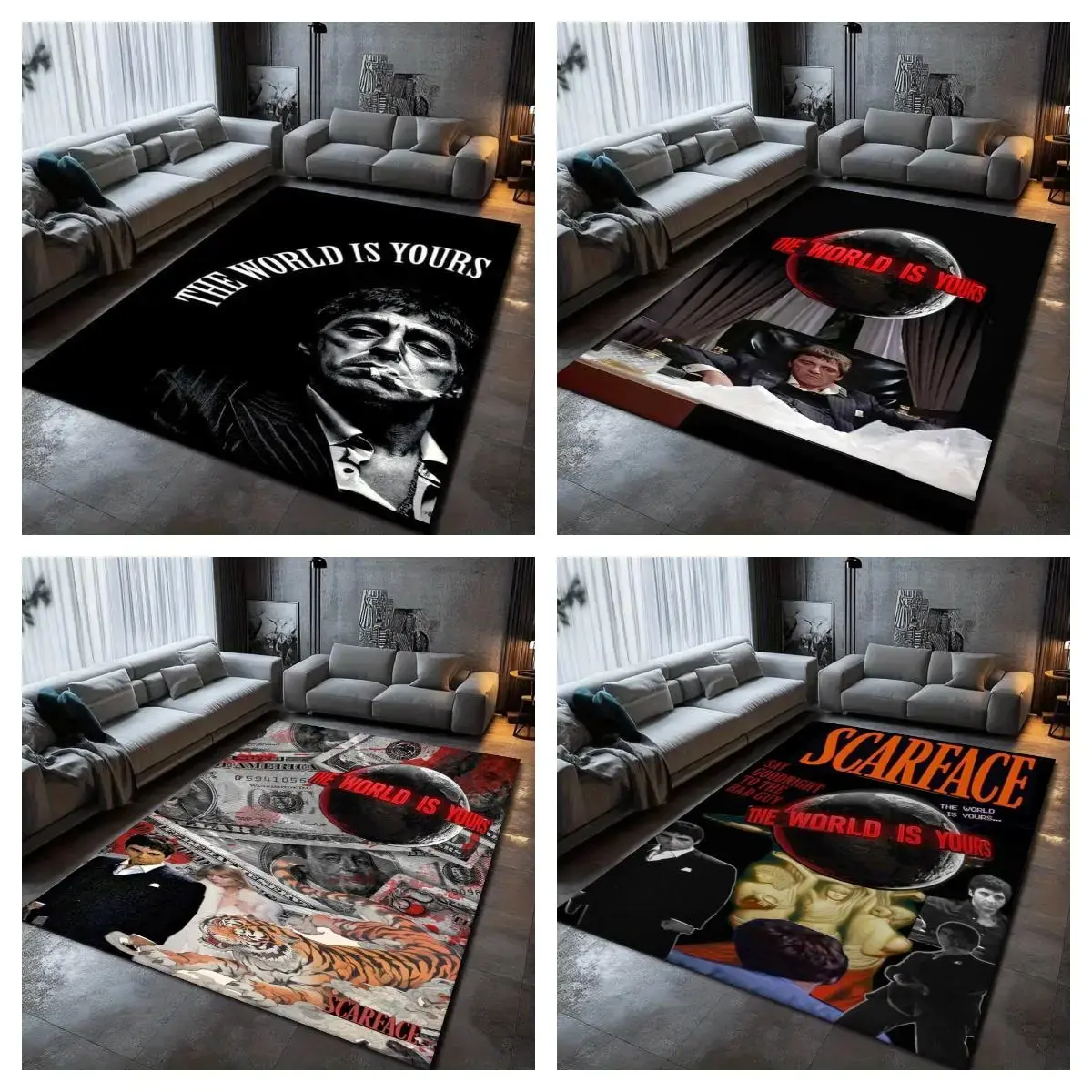 Scarface Black and White 7x5 Feet Carpet Easy to Clean Suitable for Many Occasions The World is Yours Design