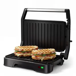 KEINVE Panini Press Grill & Sandwich Maker - 2-Slice, 180° Adjustable Hinge, 900Watt Electric Grill Non-Stick Cast Aluminum Plates for Panini, Steak, Bread & More, Easy to Clean, Perfect for Kitchen