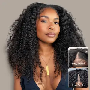 Wavymy Upgrade Kinky Curly No Leave Out V Part Wig Wear Go Glueless I Part Wig For Women 180% Density 100% Virgin Human Hair