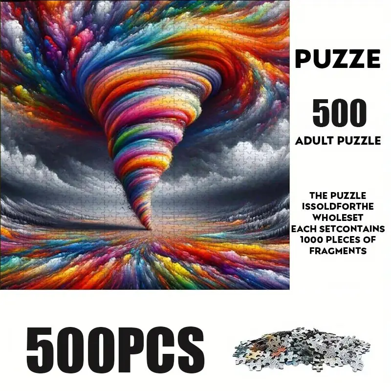 500 Piece Colorful Tornado Theme Puzzle for Adults, Creative Puzzle, Challenging Interactive Fun Family Group Activity Brain Challenge, Perfect Holiday Gift with Festive Design, Detailed Illustration and Detailed Artwork, Critical Thinking