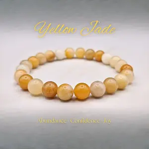 LOVSKAYA Yellow Jade Natural Crystal Bead Bracelet - High Quality Unisex Jewelry, Elegant & Fashionable, Ideal for Daily Wear & Special Occasions, Promotes Abundance, Confidence & Joy Versatile