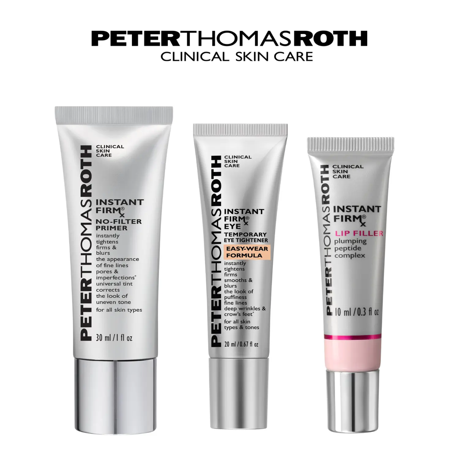 Peter Thomas Roth Instant FirmX Essentials Full Size 3-Piece Bundle with Easy Wear Eye Tightener, No-Filter Primer, and Lip Filler Peter Thomas Roth Instant FirmX Essentials Full Size 3-Piece Bundle with Easy Wear Eye Tightener, No-Filter Primer, and Lip Filler