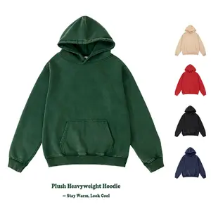 Yimoon Womens Oversized Hoodies Vintage Cotton Heavyweight Fleece Pullover Baggy Acid Wash Hooded Sweatshirt Unisex Streetwear