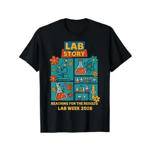 Lab Week 2026 Medical Laboratory Technician T-Shirt - 100% Cotton Round Neck Short Sleeve Casual Shirt with Lab-Themed Suitable for Lab Professionals, Year-Round Wear & Gift for MLT Week Celebration
