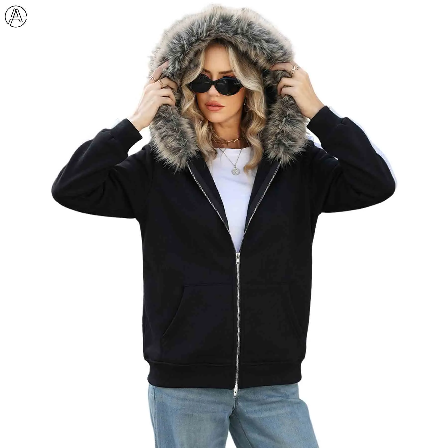 fur zip up hoodie y2k - TikTok Shop