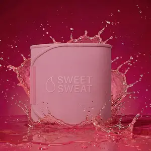 Sweet Sweat Ab Trainer for Women and Men - Sweat Band Waist Trainer Belt for High Intensity Training and Gym Workouts, 5 Adjustable Sizes - Black/Pink