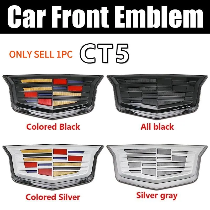 Cadillac Ct5 Front Grille Logo Emblem and Rear Trunk Badge Replacement Set, High-Quality Auto Accessories for Stylish Upgrades, Durable and Reliable Car Part Enhancements, Stylish Car Merch