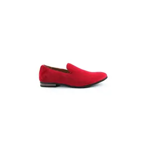 Mens Bright Red Loafers Slip On Velvet Dress Shoes Wedding Prom Party Classic Smoking