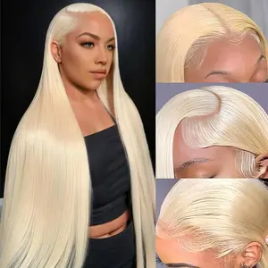 40 Inch 13X6 613 Lace Front Wig Human Hair 180 Density Blonde Wig Human Hair HD Transparent Straight Lace Front Wigs Human Hair Blonde Wig for Women  with BabyHair