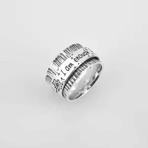 Dandelion Rotating Ring with Flower Engraving Multiple Personalized Jewelry Trendy Jewellery Accessories