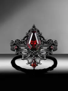 Gothic Punk Coffin Bat Stackable Rings Set for Women, Vintage Design Party Jewelry, Unique Personality Ring Collection, Dark Aesthetic Rings