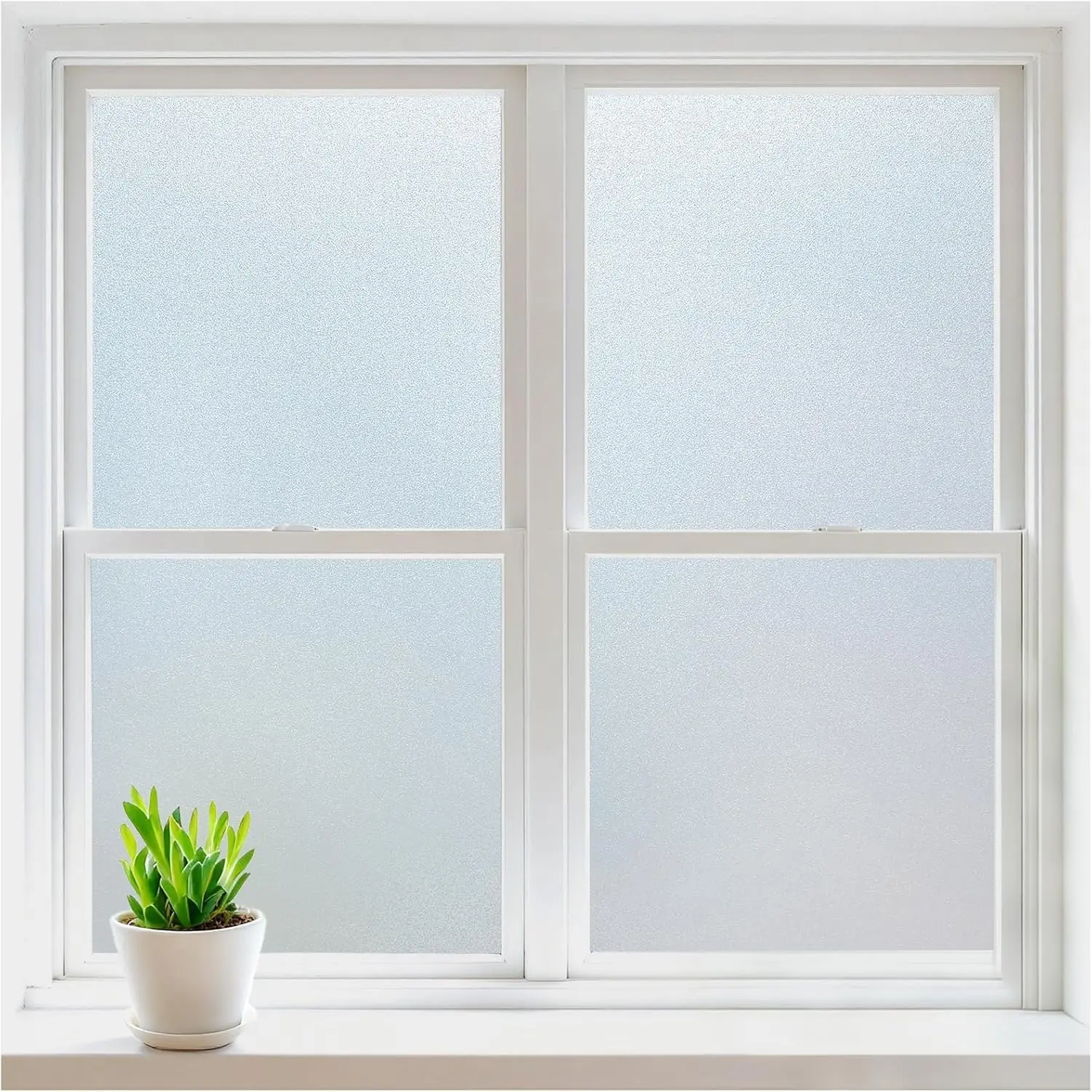 Window Privacy Film, Frosted Glass Window Clings, Static Cling UV Heat Blocking Door Stickers for Home Bathroom, Removable Indoor Decal Coverings Day and Night, Pure, 17.5 x 78.7 Inches