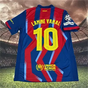 25 26 Barca Red Blue Yamal 10# Short sleeve Soccer jersey