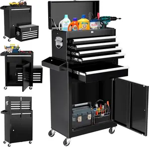 【GARVEE】Tool Cart with 5 Drawers, Removable Metal Tool Cabinet, Adjustable Shelf, Locking System, Protective Insert, and Workshop Tool Chest
