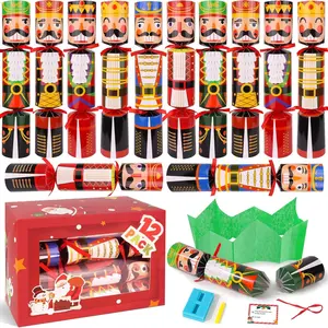 Christmas Party Favors 12 Pack Non-Snap Crackers with Hat Joke Gift for Kids Adults Holiday Dinner Traditions Gift for Her