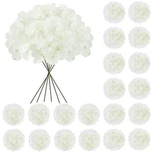 Artificial Hydrangea Flower Head with Stem, 104pcs/set Faux Flower Head, Decorative Flower for Wedding Centerpiece, Home, Garden, Party Decoration, Fruit