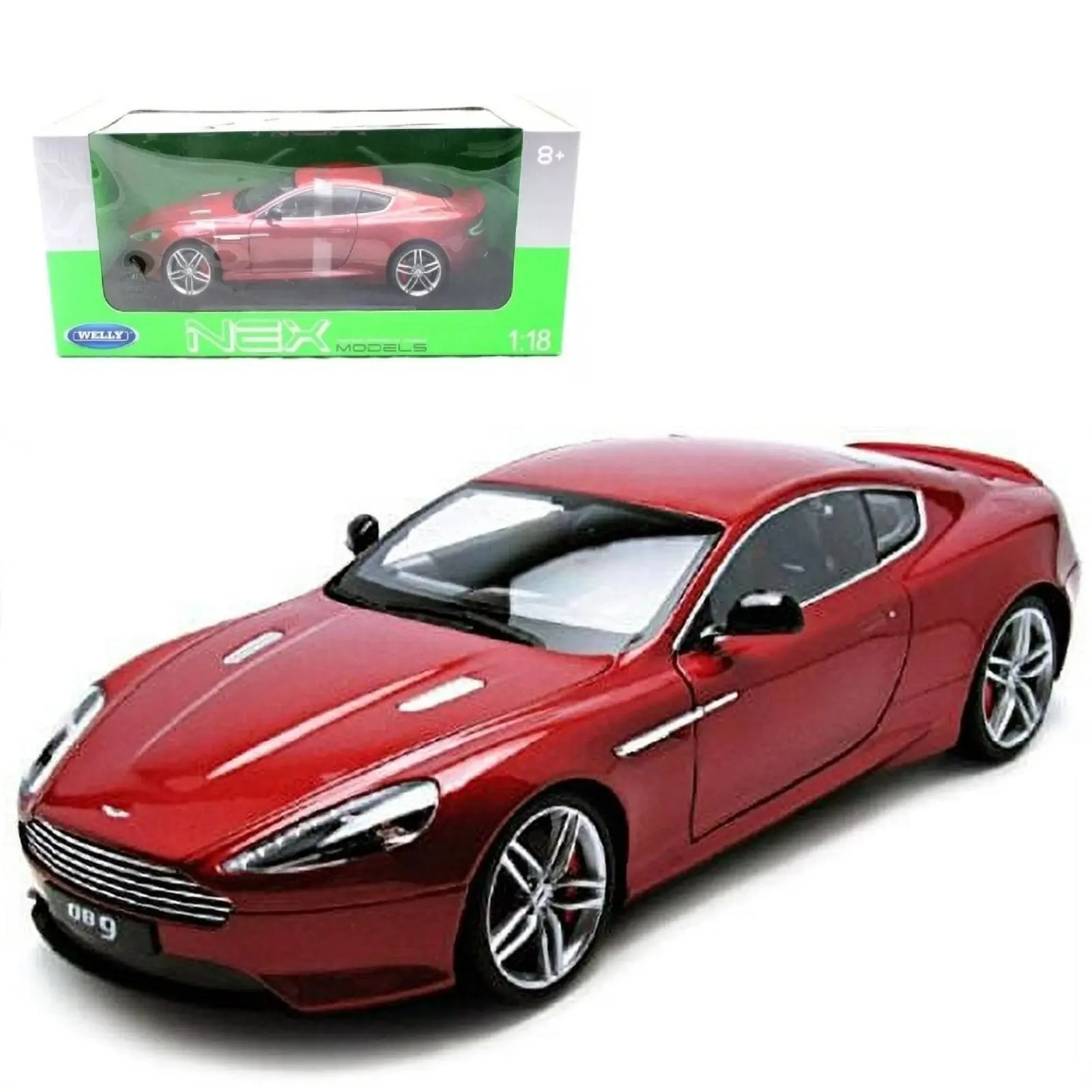 WELLY ASTON MARTIN DB9 COUPE IN BURGUNDY 1:18 SCALE COLLECTIBLE DIECAST CAR MODEL 18045-7D1