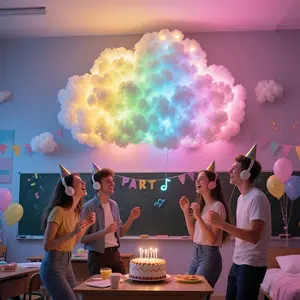 3D Thunder Cloud LED Night Light, Decorative Atmosphere Lamp, Decorative ambiance lighting, suitable for bedrooms, parties, RGB intelligent LED strip lights - USB powered wall mounted/ceiling mounted, color changing lights