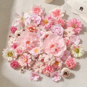 1 Set Artificial Flower Heads, 47-56pcs Mixed Silk Peony and Rose Variety Kit, DIY Wedding Decor, Party Supplies, Home Table Centerpiece, Artificial Peony Bouquet