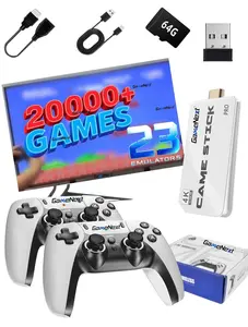 2025 Upgrade Retro Game Console Stick Pro,Built-in 23 Emulators 20,000+ Games,Retro Gaming Console 64GB TF Card,Dual 2.4GHz Wireless Controllers,Game Stick 4K HDMI Plug and Play Video Games for TV