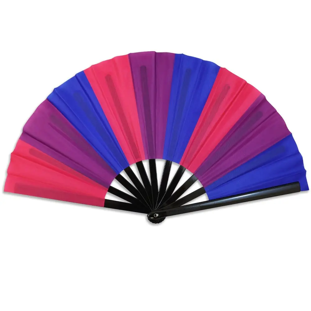 Flags Importer Oversized Foldable Bisexual Hand Fan - 25in Durable Home Decor Accessory, Made of Plastic and Polyester Fabric