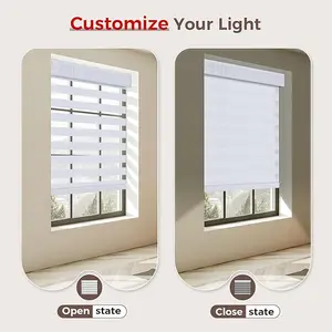 Cordless Zebra Blinds Custom Size Custom Color, Dual Layer Day and Night Shades, Room Darkening Blackout & UV Protection, Child & Pet Safe, Easy Install, Home Office Window Treatment
