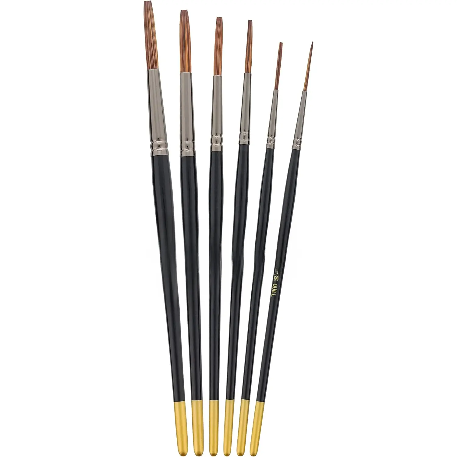 Set of 6 Lettering Quill Brushes for Sign Painting, Sizes XL, , MED, SM, XSM, XXSM - Brush Bristle  of Squirrel Taklon Hair, Professional Paint Pinstriping Striping Letter