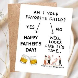 Am I Your Favorite Child?, Funny Father's Day Card, Nursing Home Humor, Sibling Rivalry Card for Dad, Handmade Funny Card for Dad