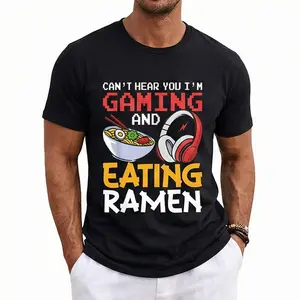 Summer t Shirts Funny Gaming And Eating Ramen Gamer Gift Unisex T-Shirt Black Design