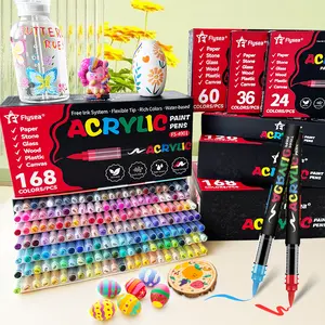 120/168 Pcs Acrylic Marker Pens, Suitable For The Back-To-School Season, Painting Supplies, Can Be Used For Painting On Any Surface, Stone, Glass, Wood, Fabric, Ceramic, Pigment Pen Set, Multi-Color, High Coverage, Non-Permeable To Paper diy enthusiast
