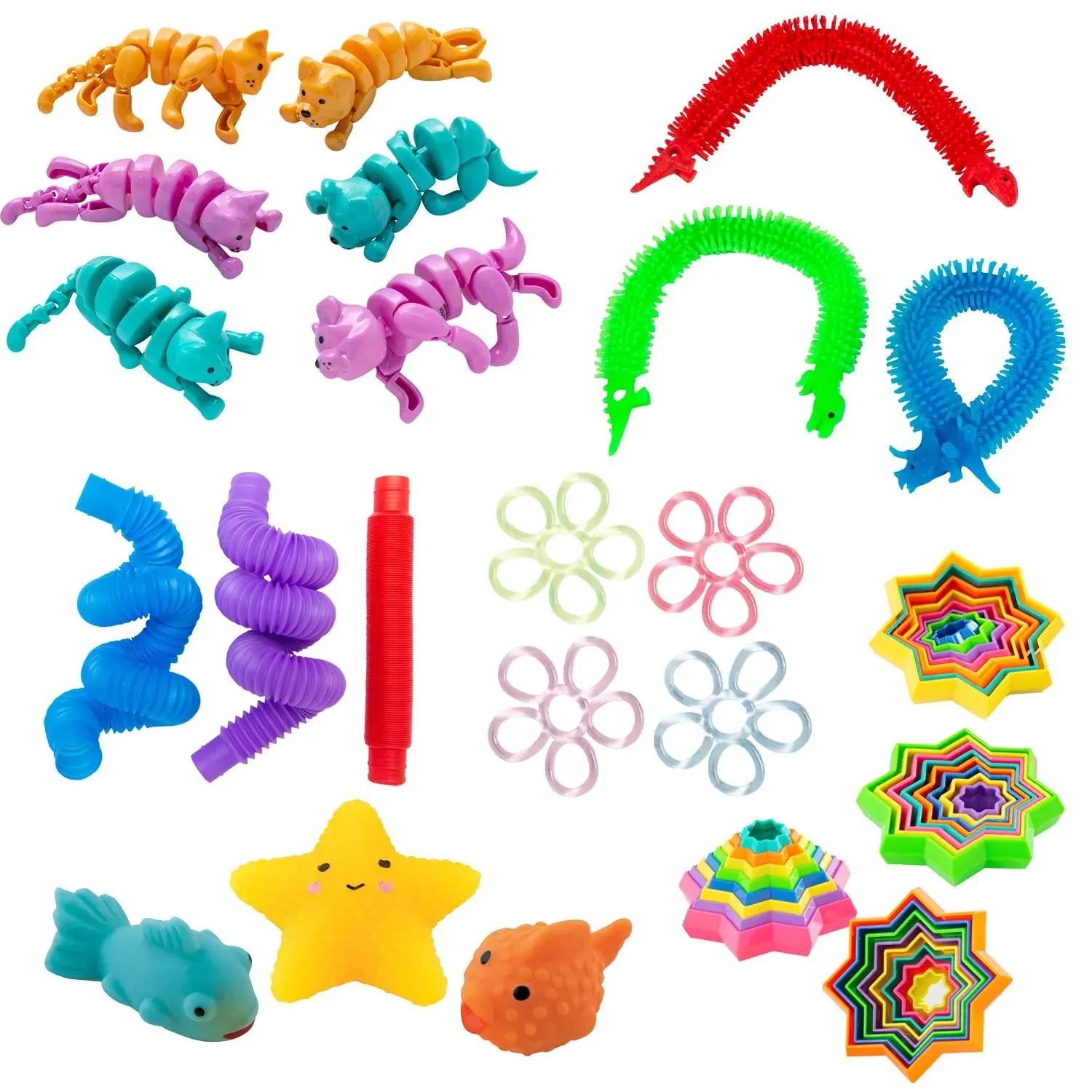 Vibrant Fidget Toy Assortment - 60 Pc. with Diverse Styles