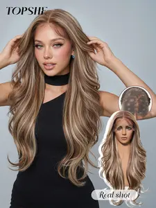 Topshe 13x6 High-Definition Lace Front Wig, Hd Lace Wig, 28-Inch Light Long Wavy Hair, Heat Resistant Part, Easy Wear, Natural Look for Women