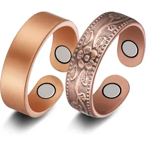 2pcs Women's Copper Magnetic Rings Ideal for Daily Wear